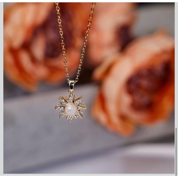Dainty Faux Opal Pendant Necklace October Birthstone Birthday Gift Jewelry - Picture 4 of 11